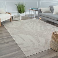 Cosmoliving by Cosmopolitan Veranda Collection VL45B Апстрактна транзициска сива папратна област килим, 8'0 x10'0