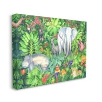 СТУПЕЛ ИНДУСТРИИ ДЕЛОВЕН ДЕТАЛНА Сликарска џунгла за животни во џунгла, завиткана од платно, печатена wallидна уметност, дизајн од Пол Брент
