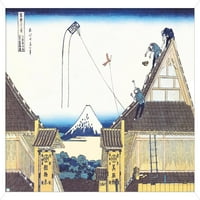 Змејот Лета Од Покривот Од Катушика Хокусаи Ѕид Постер, 22.375 34 Врамени