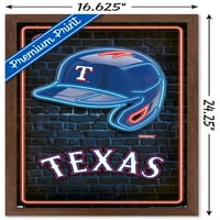 Тексас Ренџерс - Неонски Шлем Ѕид Постер, 14.725 22.375 Врамени
