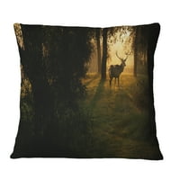 Дизајн на елени на зајдисонце во длабока шума - перница за фрлање шума - 12х20