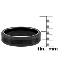 Крајбрежен накит со црно позлатено не'рѓосувачки челик јаглеродни влакна заболени прстен