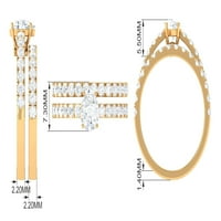 1. Кт Моисанит Ангажман Прстен Со Свадба Бенд, 14к Бело Злато, САД 11.00