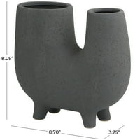 Декод 8 Апстрактна темно сива керамичка вазна во форма на У со мали нозе