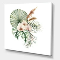 Тропски букет со палми орхидеи остава сликање на платно уметничко печатење