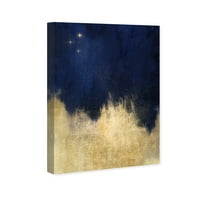 Wynwood Studio Апстрактна wallидна уметност платно ги отпечати starsвездите на полноќ “ - сина, злато