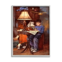 Дечко момче со модел со модел авиони, миленичиња куче сино кафеава дизајн од Jimим Дели, 16 20