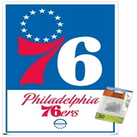 Филаделфија 76ерс-Лого Ѕид Постер Со Pushpins, 14.725 22.375