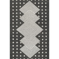 Nuloom Maci Hand Tufted Geometric ince reag волна, 5 '8', црна