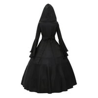 Жените Се Облекуваат Мода Чипка Со Долги Ракави Квадратни Вратот Корсет Здолниште Готски Фустан Вештерка Игра Фустан