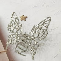 Сребрена Метална Пеперутка Клипови За Коса За Жени Голема Коса Клипови За Канџи За Густа Коса Гроздобер Геометриски Шноли За