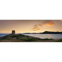 Кула на крајбрежјето Сараценска Кула коста дел Суд Сулцис Сардинија Италија Постер Печатење од-12
