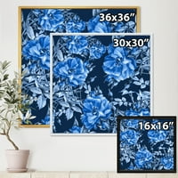 Апстрактни Сини Диви Цвеќиња Врамени Сликарство Платно Уметност Печатење
