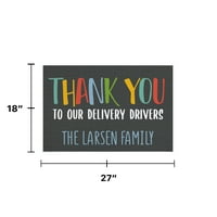 Персонализирана планета Ви благодариме на нашите возачи на испорака Doormat со сопствено име на семејството, отпечатено на разнобојно правоаголен 1 4 ”дебела душек бе