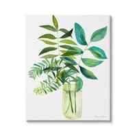 Ступел Индустрии Едноставни Гранчиња Од Зелен Лист Вазна Ботаничка И Цветна Галерија За Сликање Завиткано Платно Печатење Ѕидна