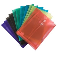 Пластични коверти со затворање на копчето и низа, отворен крај, 3 4, разновидни алтернативни бои, по пакет